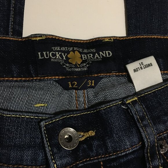 Lucky Brand Sweet N Low Womens Jeans Size 12/31 Dark Wash Distressed - Picture 3 of 13